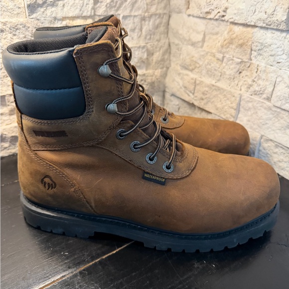 WOLVERINE Iron Ridge MEN’S WATERPROOF STEEL TOE BROWN W08504 LACE UP SIZE 10.5